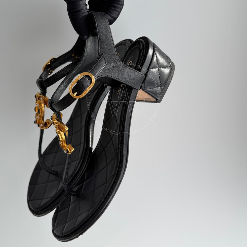 二手🤍Chanel寶石Logo涼鞋/Chanel低跟涼鞋/Chanel涼鞋/Chanel休閒鞋/香奈兒涼鞋🤍無花果精品-2