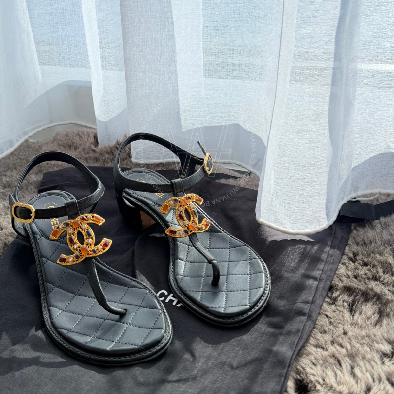 二手🤍Chanel寶石Logo涼鞋/Chanel低跟涼鞋/Chanel涼鞋/Chanel休閒鞋/香奈兒涼鞋🤍無花果精品-5