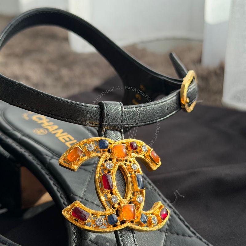 二手🤍Chanel寶石Logo涼鞋/Chanel低跟涼鞋/Chanel涼鞋/Chanel休閒鞋/香奈兒涼鞋🤍無花果精品-6