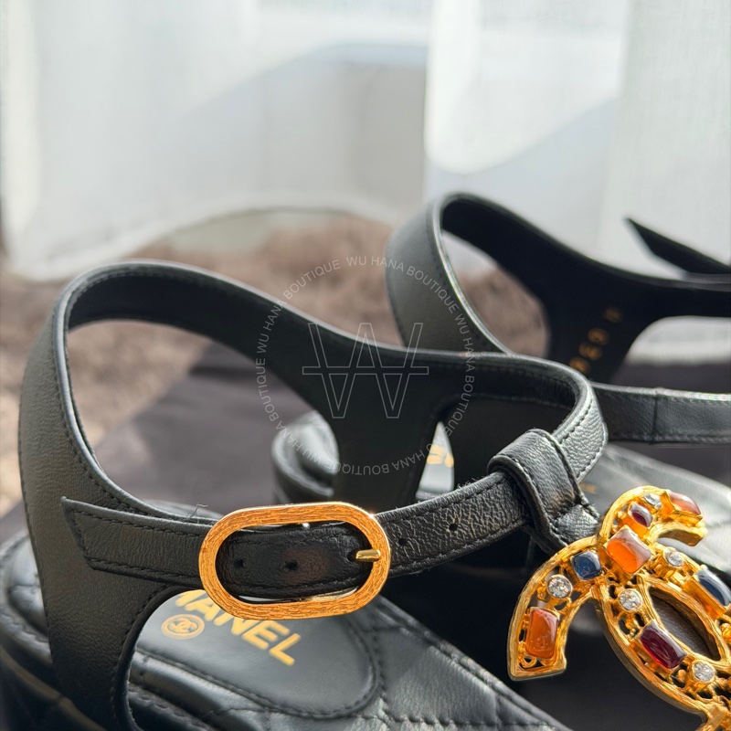 二手🤍Chanel寶石Logo涼鞋/Chanel低跟涼鞋/Chanel涼鞋/Chanel休閒鞋/香奈兒涼鞋🤍無花果精品-8