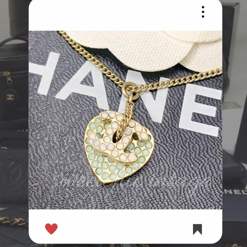 🛍️🎁 雙11🔥 11月新品上架 🔥💖 ✨超美新款 ！香奈兒 Chanel 愛心CC水鑽項鍊 🔥 香奈兒熱賣款 香奈兒項鏈 CHANEL NECKLACE-2