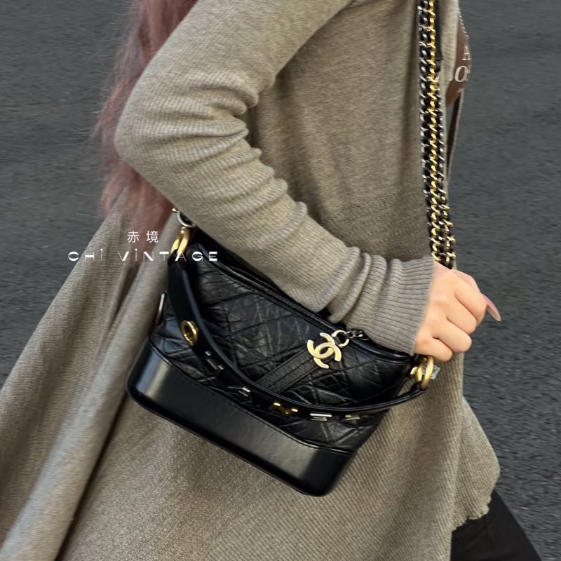 💯CHANEL  流浪包 黑金小號 稀有提把款式-9