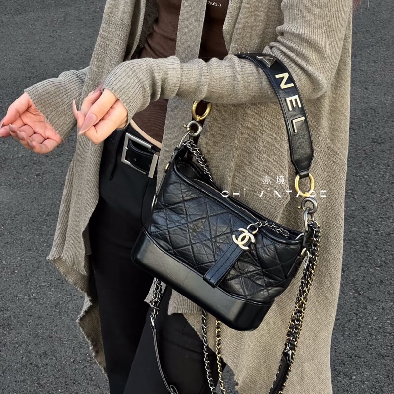 💯CHANEL  流浪包 黑金小號 稀有提把款式-10