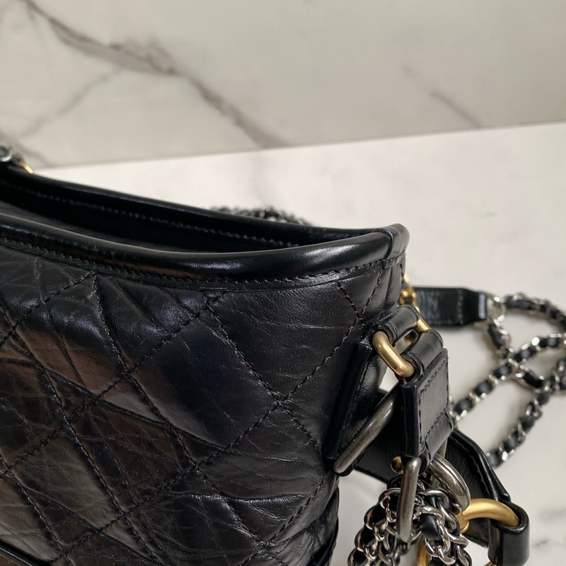 💯CHANEL  流浪包 黑金小號 稀有提把款式-14