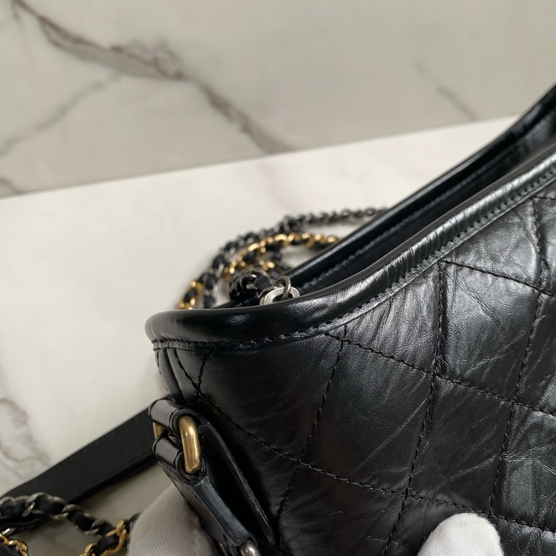 💯CHANEL  流浪包 黑金小號 稀有提把款式-15