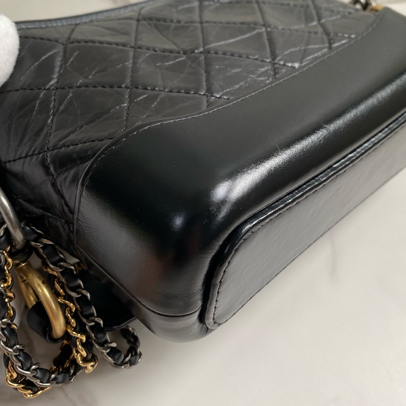 💯CHANEL  流浪包 黑金小號 稀有提把款式-16