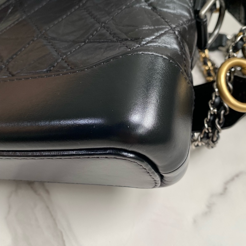💯CHANEL  流浪包 黑金小號 稀有提把款式-17