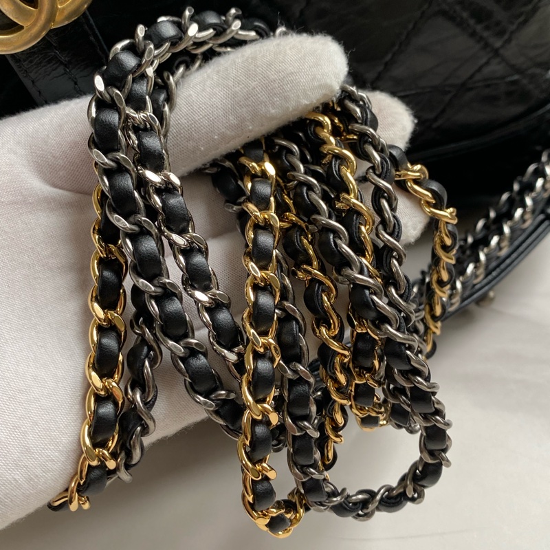 💯CHANEL  流浪包 黑金小號 稀有提把款式-36