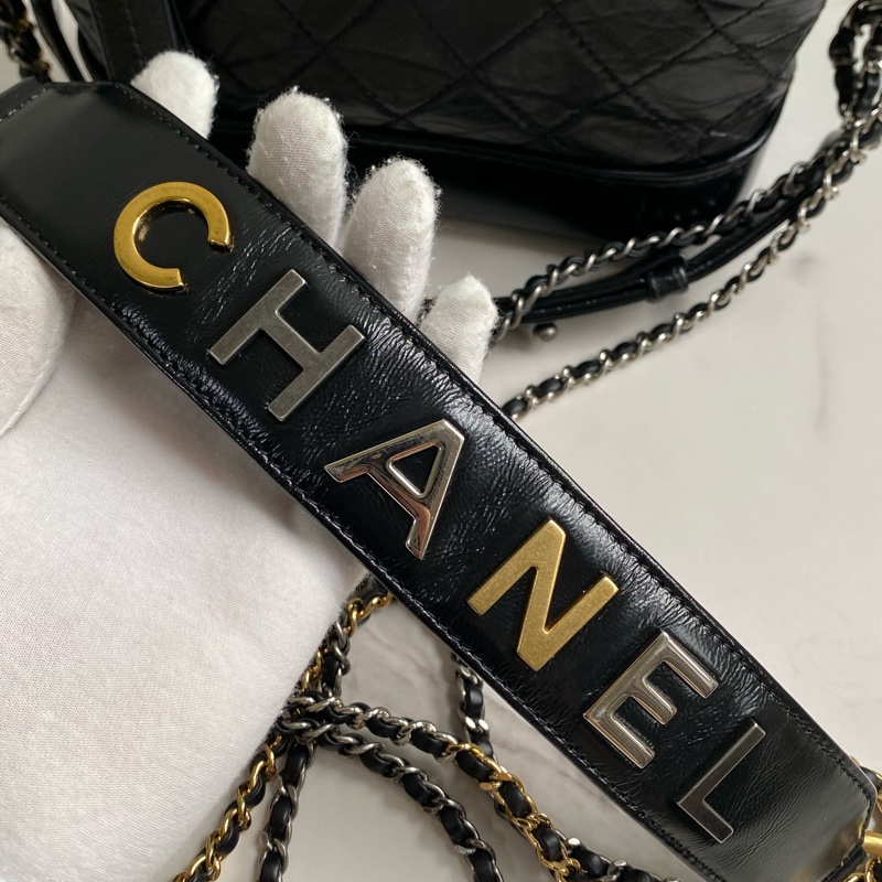 💯CHANEL  流浪包 黑金小號 稀有提把款式-37