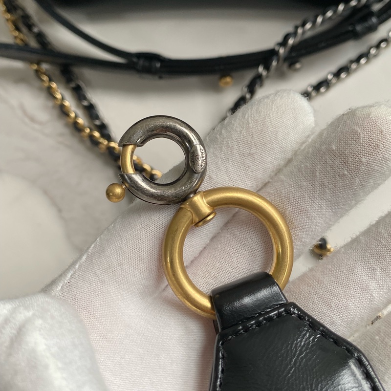 💯CHANEL  流浪包 黑金小號 稀有提把款式-38