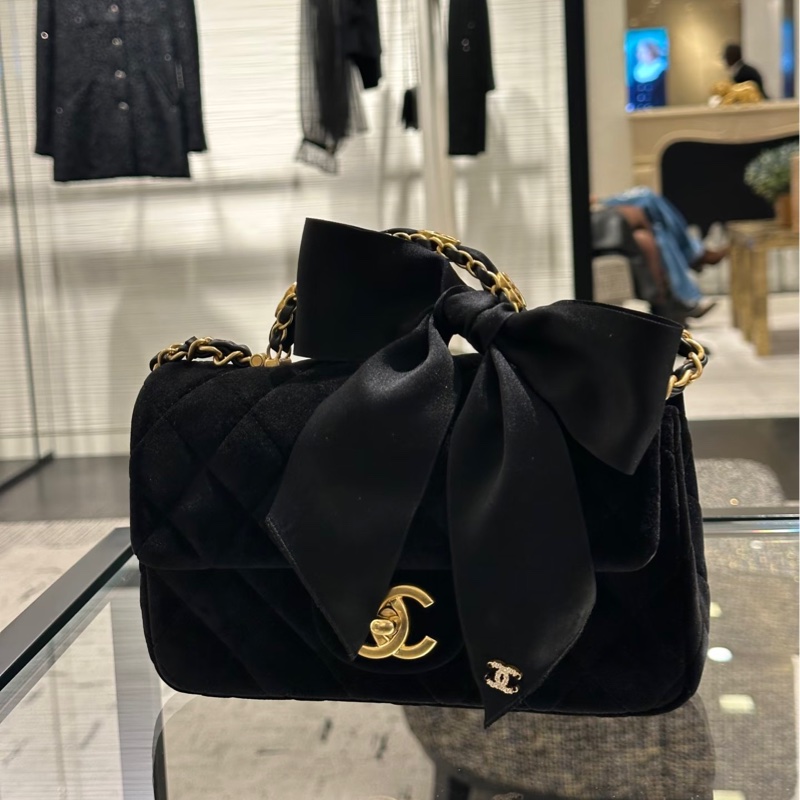 （全新大全配） chanel香奈兒25k 蝴蝶結手柄黑絲絨cf-0