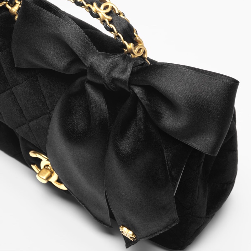 （全新大全配） chanel香奈兒25k 蝴蝶結手柄黑絲絨cf-3