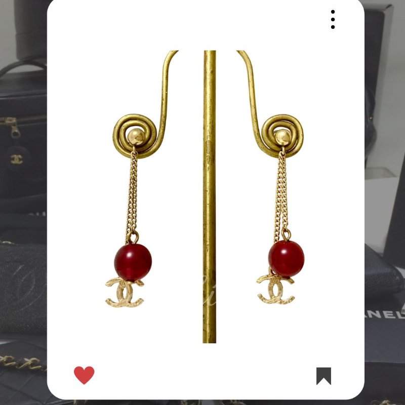 🛍️🎁 雙11🔥 11月新品上架 🔥💖 新款 香奈兒 Chanel 紅色小圓珠雙CC吊墜耳環 🔥 香奈兒熱賣款 香奈兒經典款 耳環 CHANEL EARRING-0