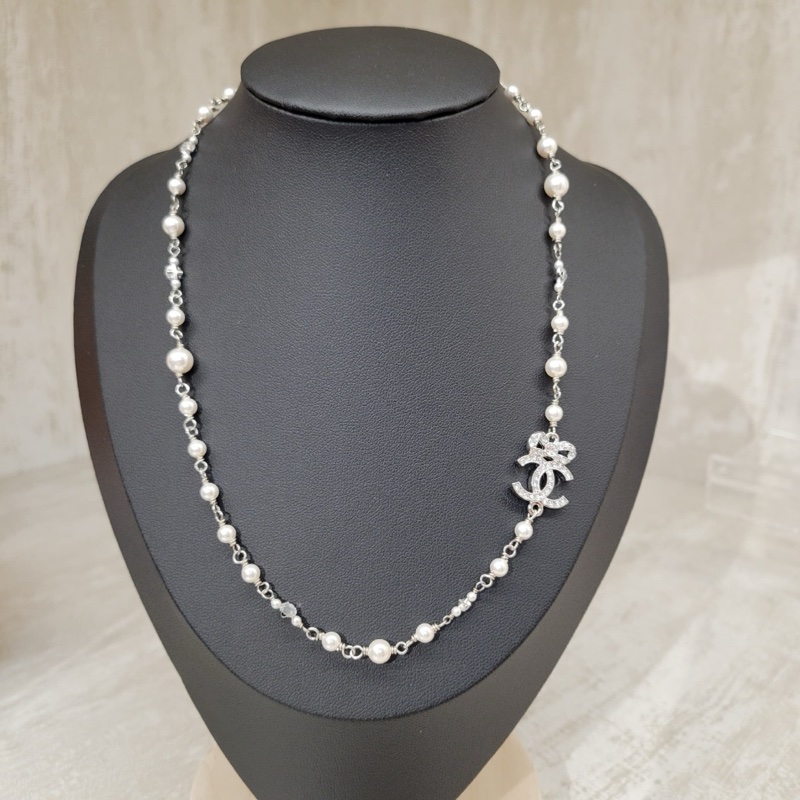 CHANEL 水鑽蝴蝶結雙C珍珠頸鏈  全新現貨-6