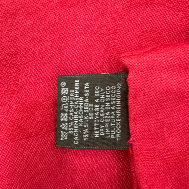 HERMES愛馬仕紅色印花圖案女士圍巾披肩 尺寸：75*210cm 材質：85%山羊絨 15%桑蠶絲-4