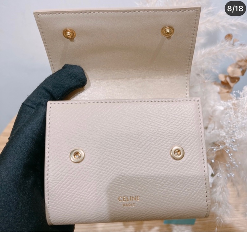 celine經典三摺包 奶茶色-2
