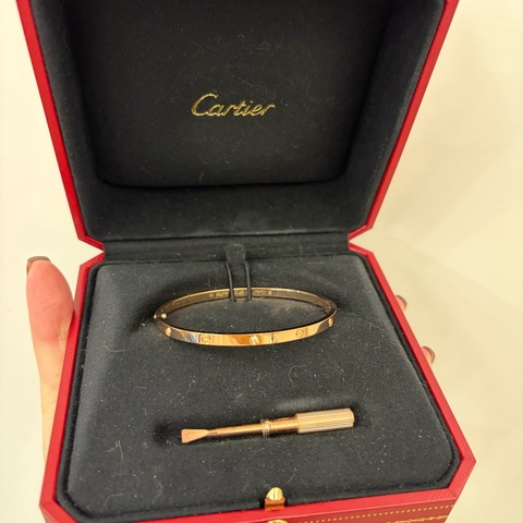 Cartier 18K玫瑰金6點鑽LOVE小型款手環B60476