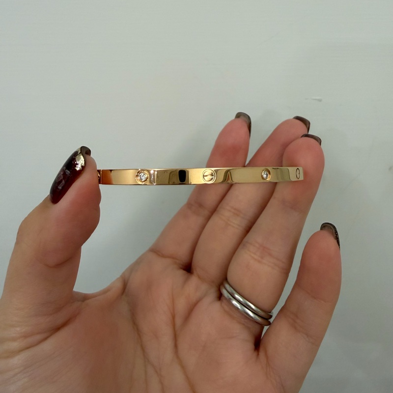 Cartier 18K玫瑰金6點鑽LOVE小型款手環B60476-2