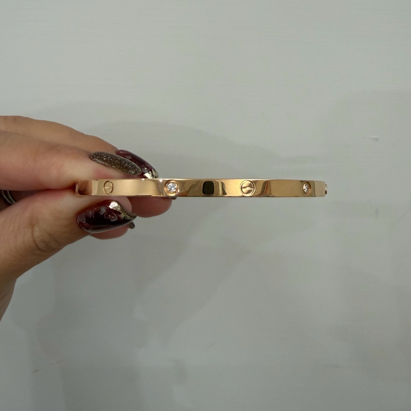 Cartier 18K玫瑰金6點鑽LOVE小型款手環B60476-4