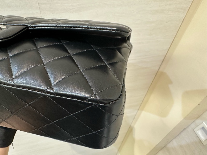 Chanel 黑羊皮菱格雙蓋銀鍊CoCo25包A01112-5