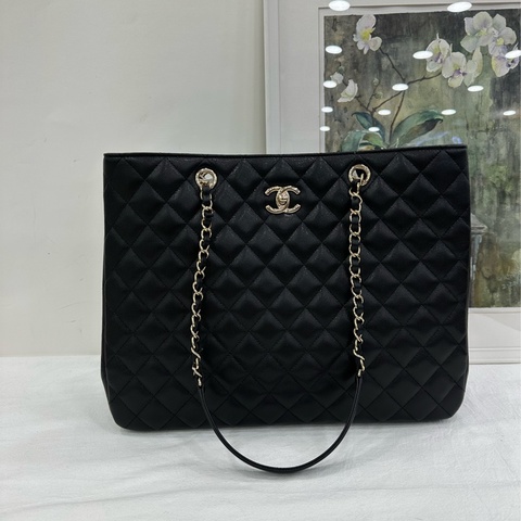 Chanel香奈兒 22B 黑銀荔枝皮托特包 tote 新款gst 很實用的一款托特包 晶片
