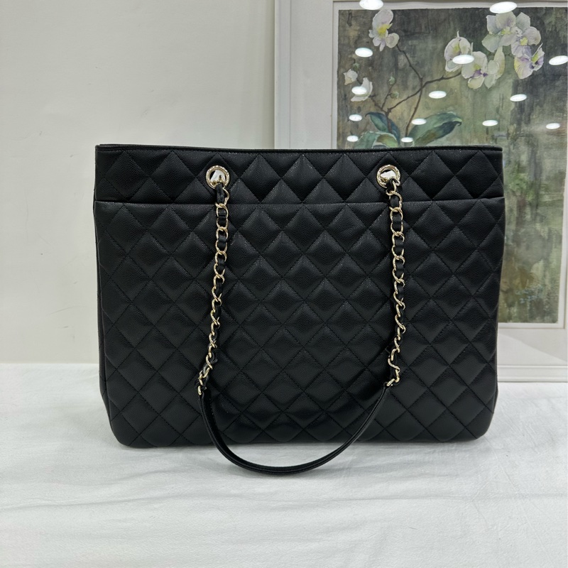 Chanel香奈兒 22B 黑銀荔枝皮托特包 tote 新款gst 很實用的一款托特包 晶片-1