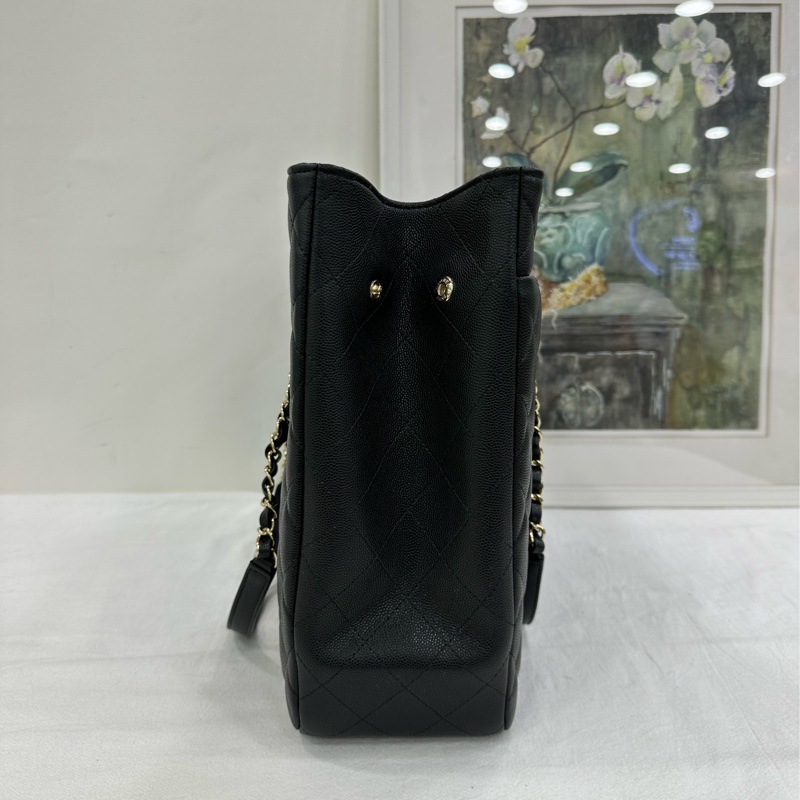 Chanel香奈兒 22B 黑銀荔枝皮托特包 tote 新款gst 很實用的一款托特包 晶片-3