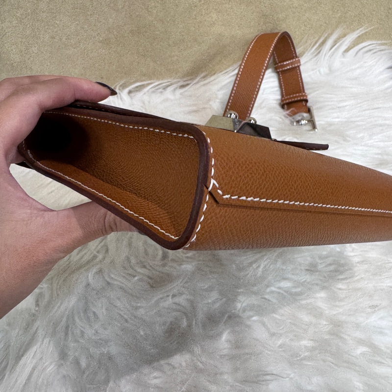 Hermes Sac a depeches21 金棕銀Epsom郵差包 K刻2025離櫃品-5