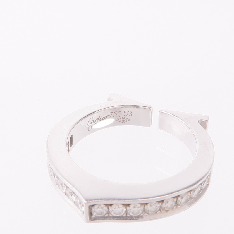 CARTIER 18K白金C Ring鑽石戒指Cartier#53/US#6.25-4