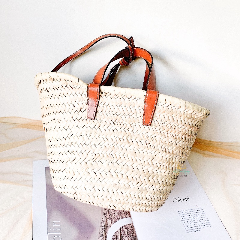 Celine 賽琳 棕色 草編 兩用 菜籃子 草編包 托特包 兩用包 度假包-2