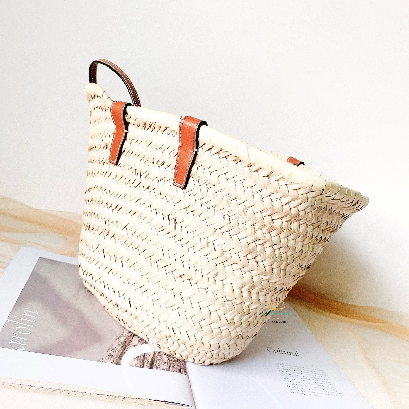 Celine 賽琳 棕色 草編 兩用 菜籃子 草編包 托特包 兩用包 度假包-3