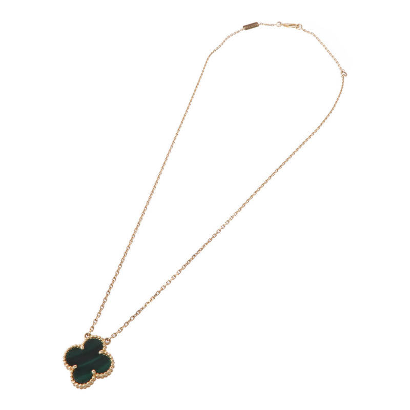 Van Cleef & Arpels 18K黃金Vintage Alhambra Pendant孔雀石項鍊-3