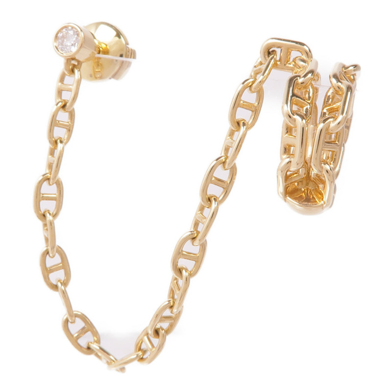 HERMES 18K黃金Chaine d'ancre Calypso right single ear climber earring鑽石耳環-1