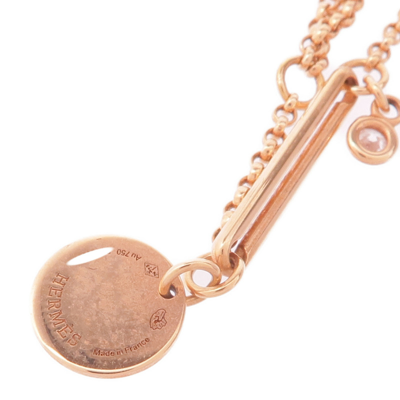 HERMES 18K玫瑰金EX Libris Pendant鑽石項鍊-5