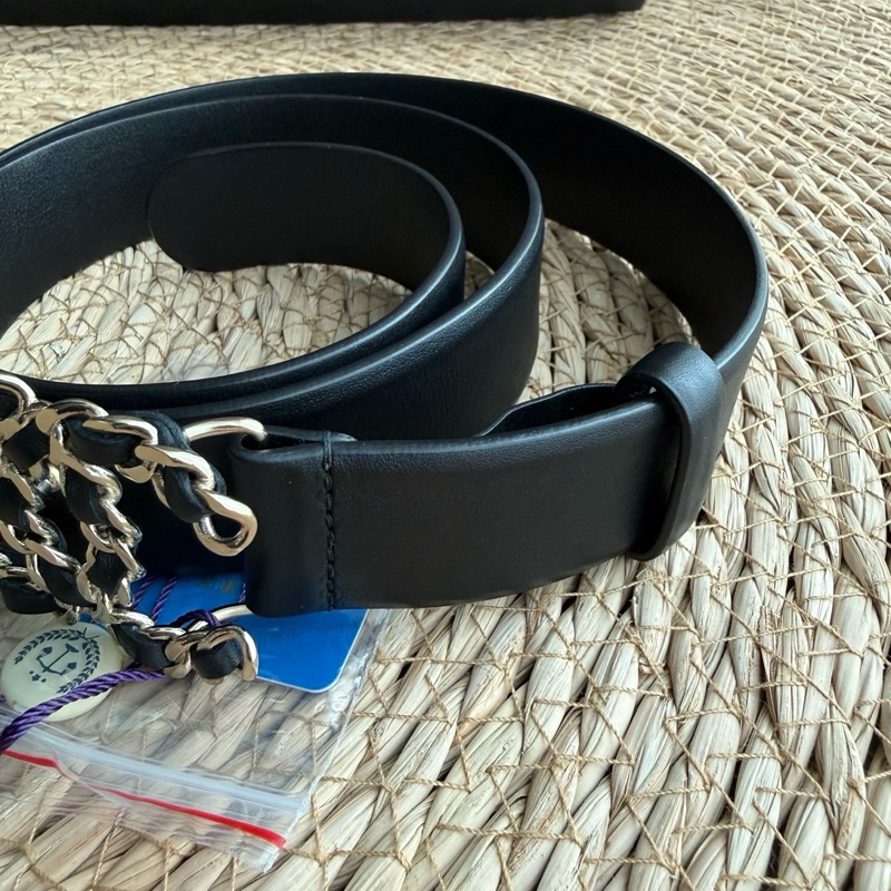 chanel 雙C黑金皮穿鏈小牛皮腰帶 尺寸：85碼 附件：盒子 塵袋 小冊子-9