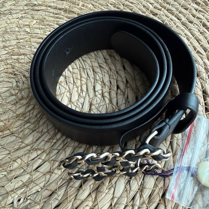 chanel 雙C黑金皮穿鏈小牛皮腰帶 尺寸：85碼 附件：盒子 塵袋 小冊子-17
