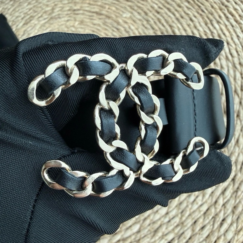 chanel 雙C黑金皮穿鏈小牛皮腰帶 尺寸：85碼 附件：盒子 塵袋 小冊子-18