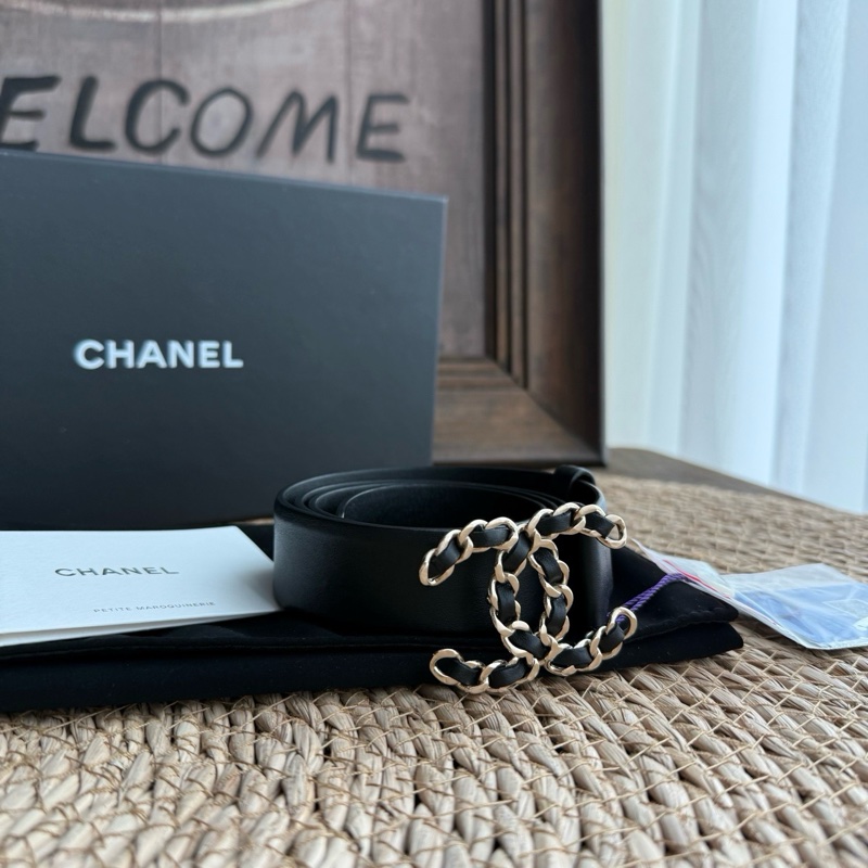 chanel 雙C黑金皮穿鏈小牛皮腰帶 尺寸：85碼 附件：盒子 塵袋 小冊子-19