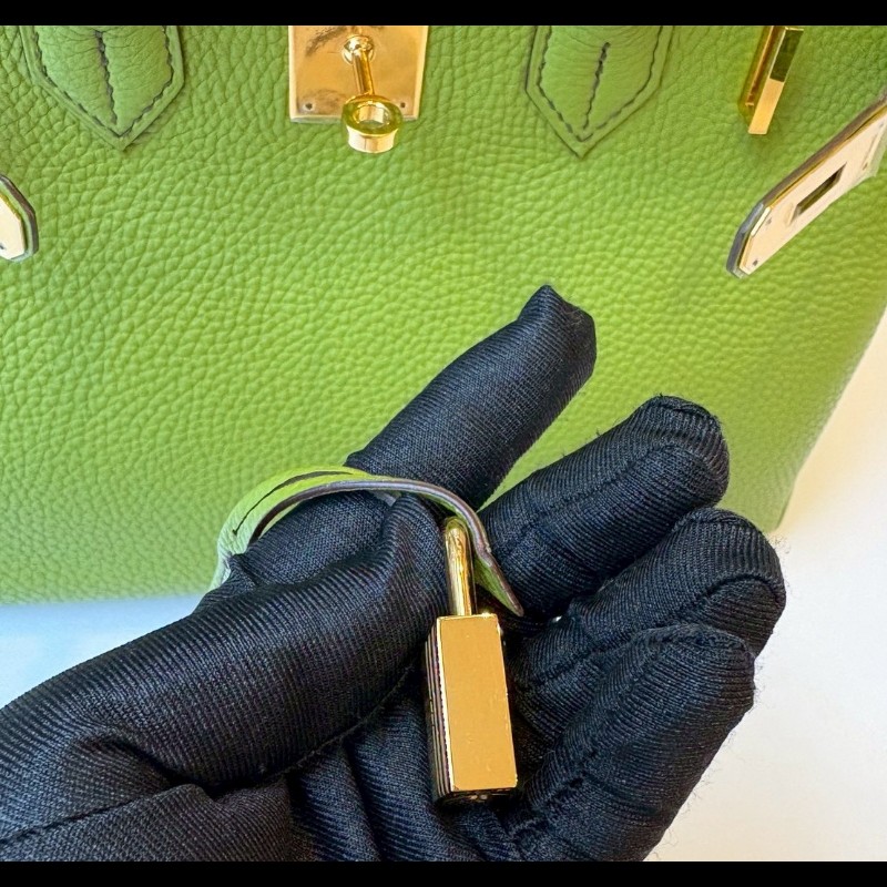 Hermes 綠皮金釦柏金包 30-4