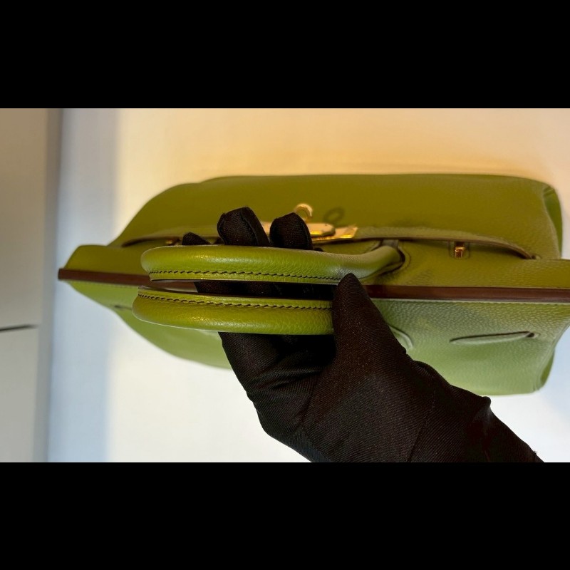 Hermes 綠皮金釦柏金包 30-8