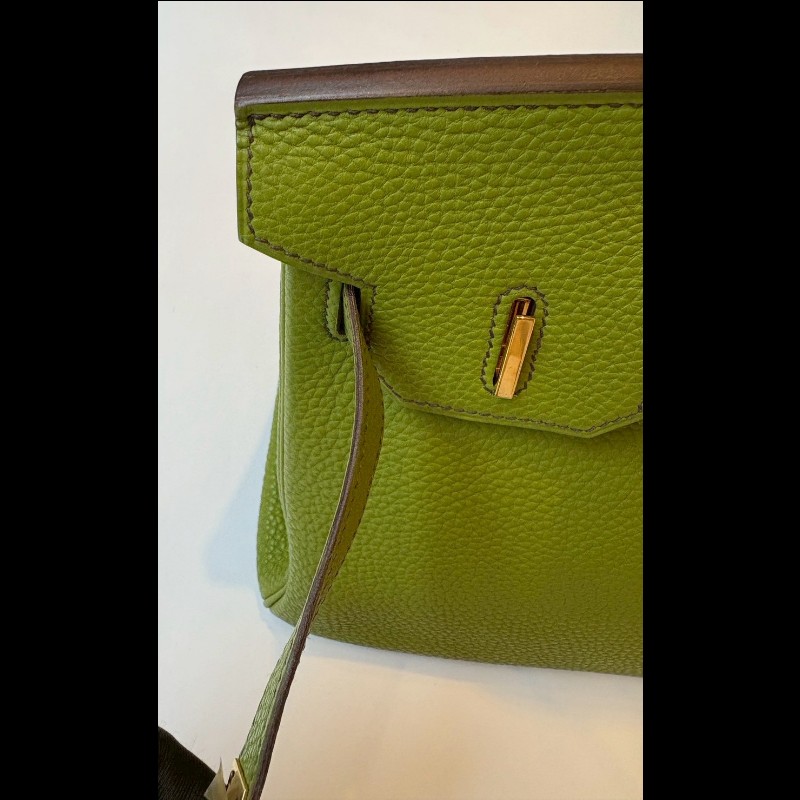 Hermes 綠皮金釦柏金包 30-10