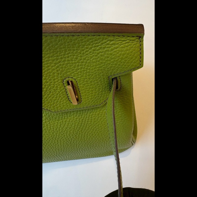 Hermes 綠皮金釦柏金包 30-11
