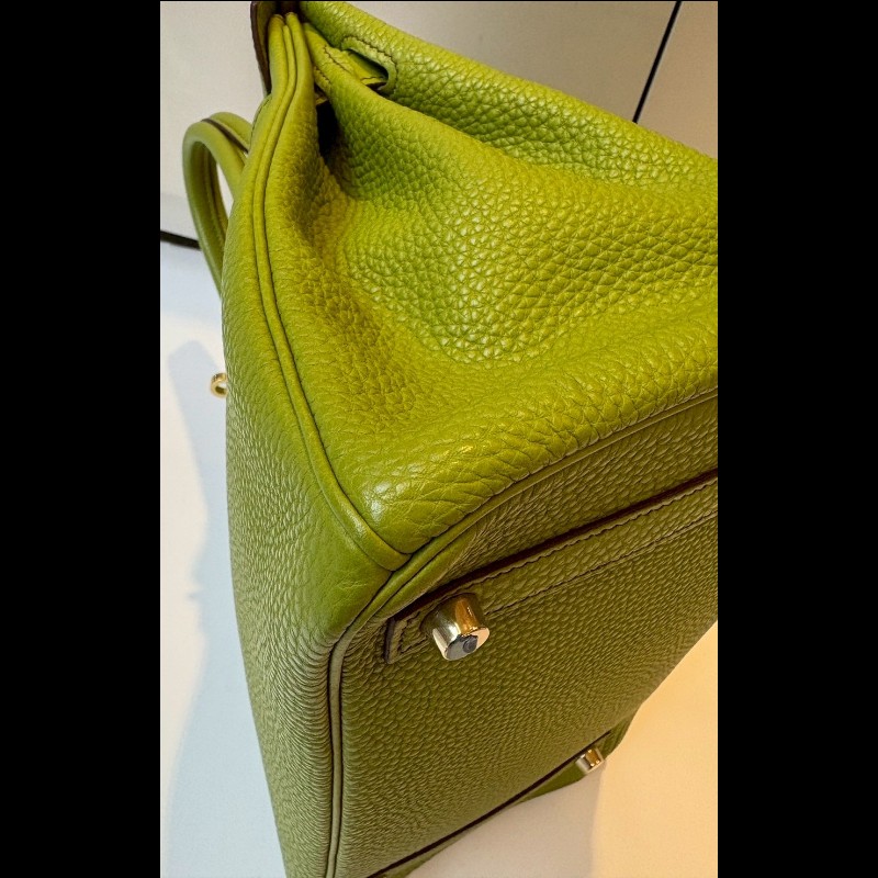 Hermes 綠皮金釦柏金包 30-18