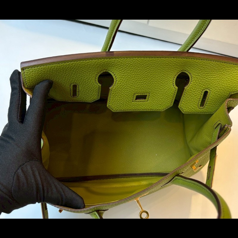 Hermes 綠皮金釦柏金包 30-23