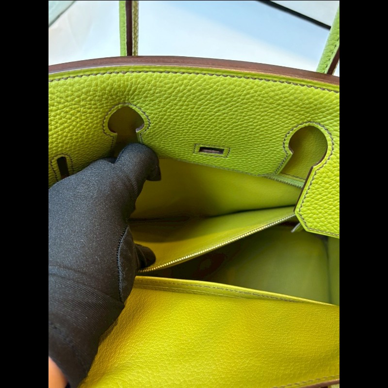 Hermes 綠皮金釦柏金包 30-24