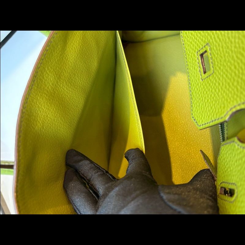 Hermes 綠皮金釦柏金包 30-25