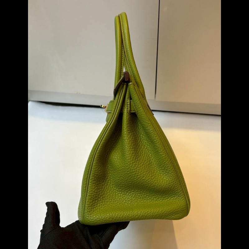 Hermes 綠皮金釦柏金包 30-28