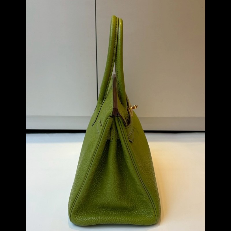 Hermes 綠皮金釦柏金包 30-29
