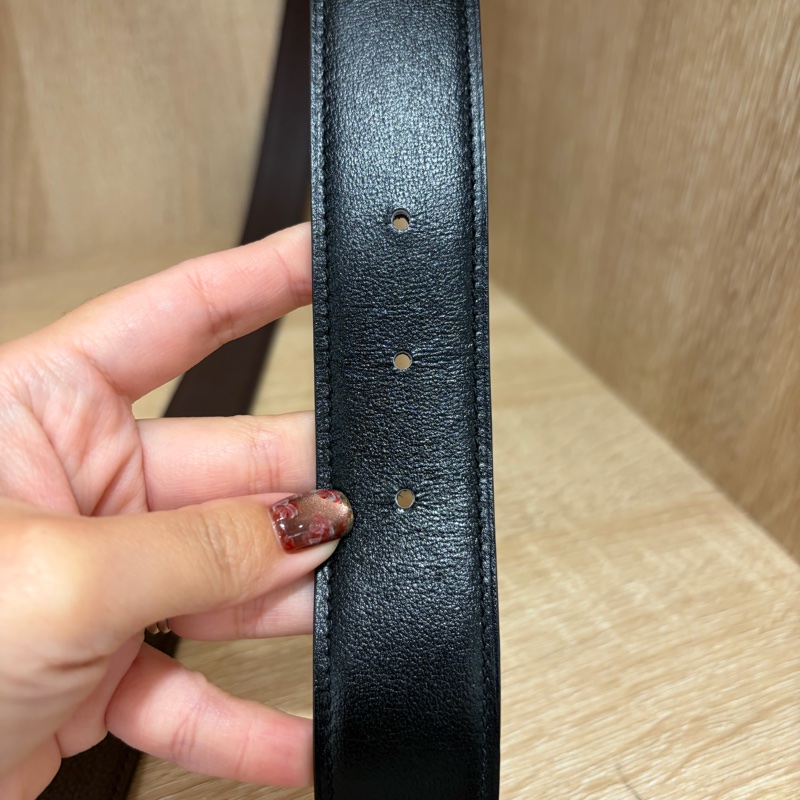 Hermes 黑拼巧克力色H au Carre雙面皮帶 H066050-2