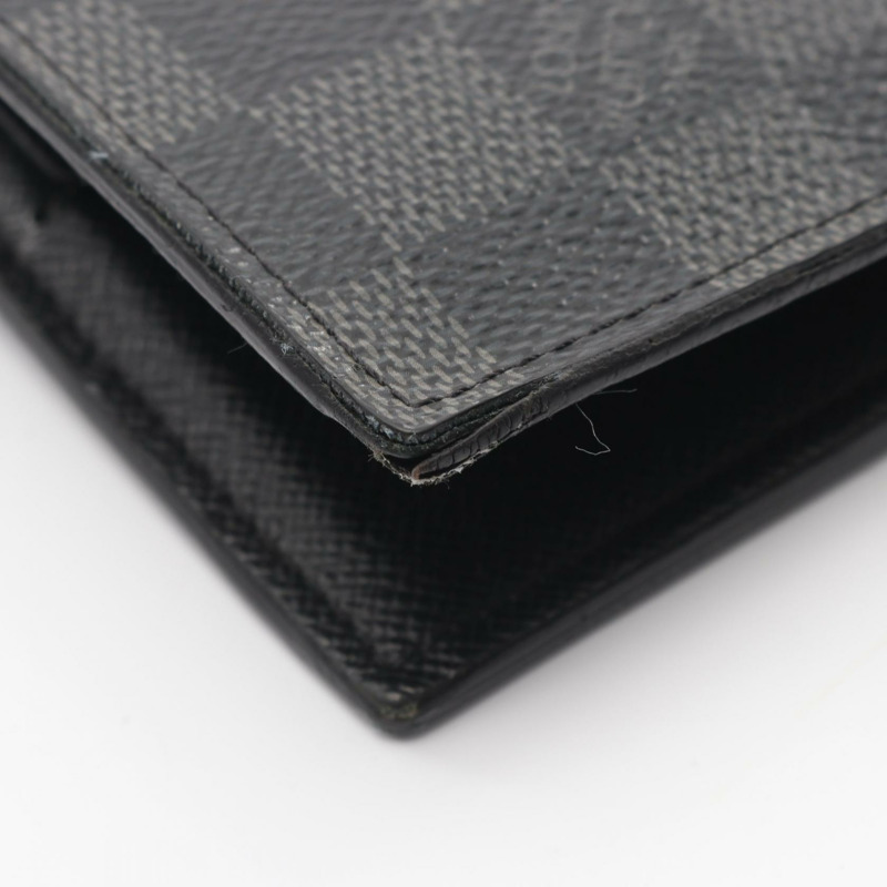 路易威登 Portefeuille Marco NM Damier Graphite 雙折皮夾 N63336 皮革 PVC 黑色 二手 男士-6